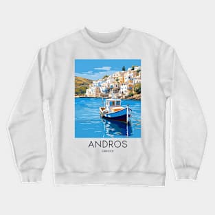 A Pop Art Travel Print of Chora Andros Island - Greece Crewneck Sweatshirt